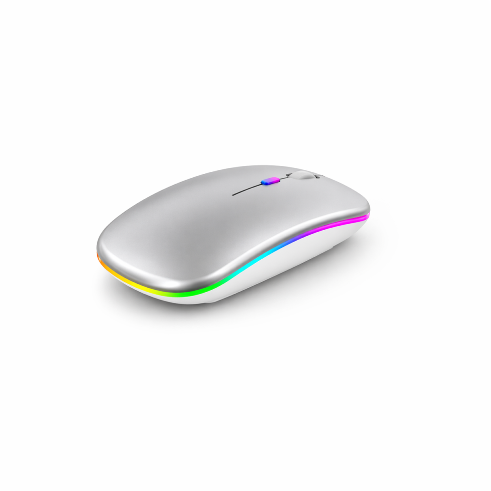 Wireless Bluetooth + 2.4G Dual-mode Rechargeable LED Optical Mouse - (Silver)