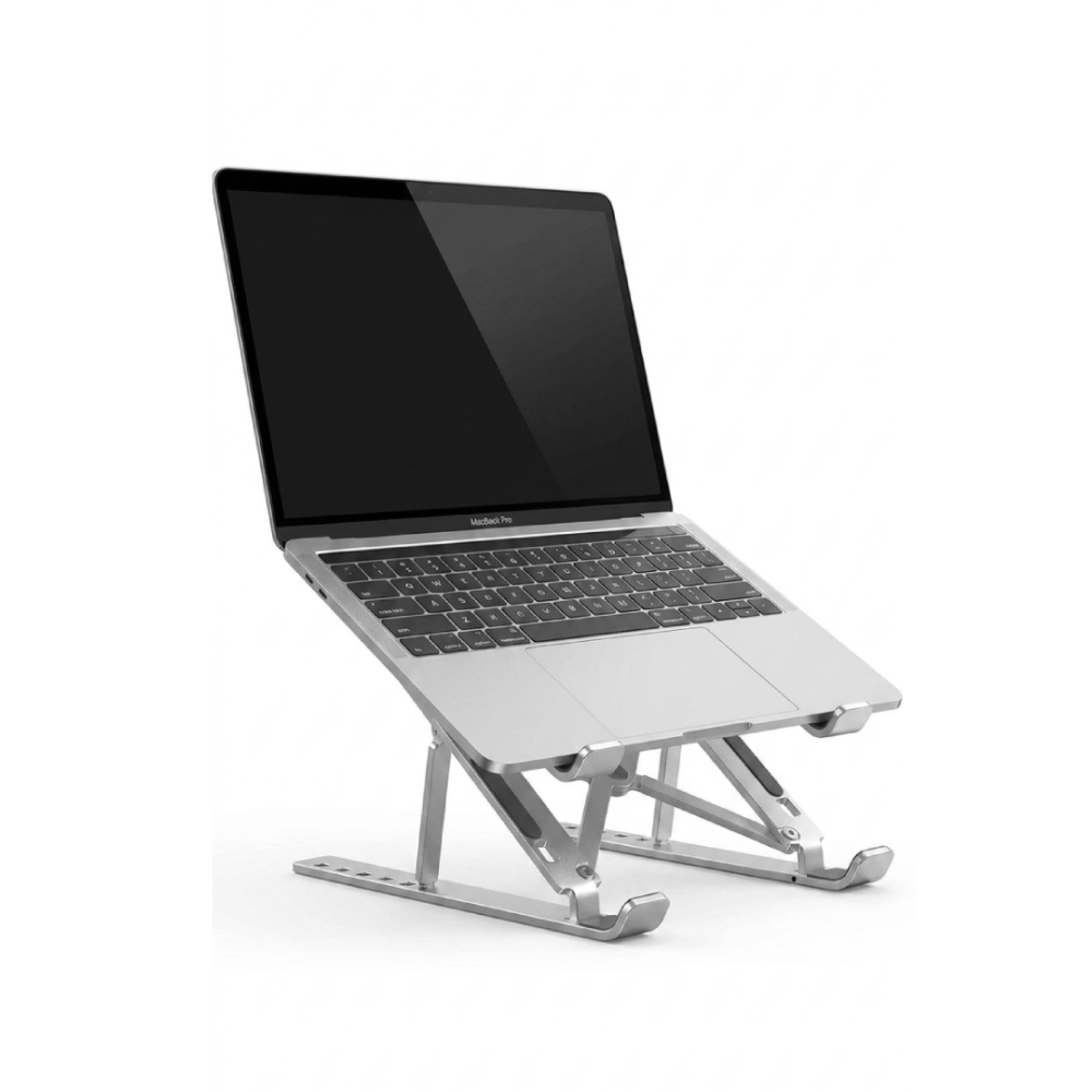 White Label Adjustable Aluminum Laptops Stand - Silver